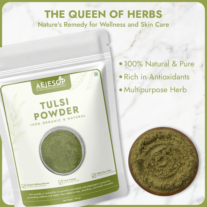AEJESOP Tulsi (Holy Basil) Powder | Ocimum Sanctum, 7oz (200g)