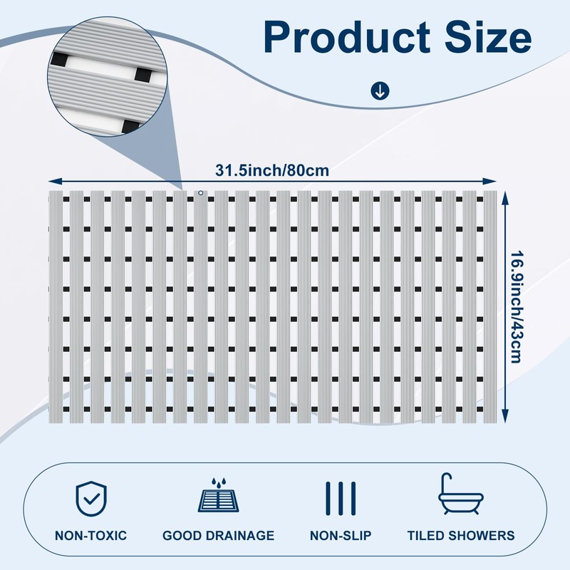 AceOrbit 32 x 17 Inch Weighted Non Slip Bathtub Mat,