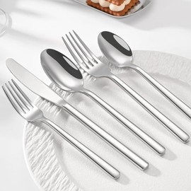 ERVILO 10-Piece Silverware Set for 2, Balanced Weight Stainless Steel Flatware Set, Mirror Polished Spoons and Forks Knife Set, Heavy Duty Cutlery Utensils for Home Kitchen Restaurant Wedding