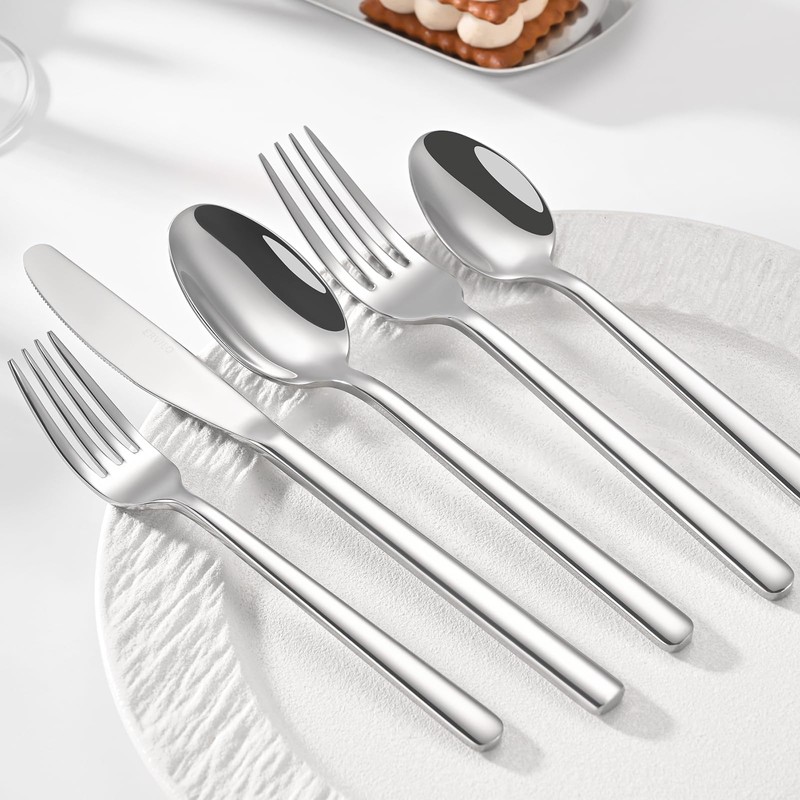 ERVILO 10-Piece Silverware Set for 2, Balanced Weight Stainless Steel