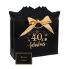 Black 40th Birthday Gift Bag with Tissue Paper and Cards
