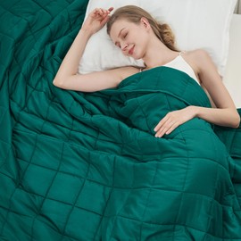 Weighted Blanket for Adults (12bs, 48"x72" Twin Size) - Cooling and Breathable Heavy Blanket for 110-130lbs with Premium Glass Beads - Soft Thick Blanket for All-Season Sleeping Comfort - Green