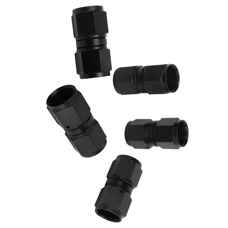 5PCS 10AN Fitting Adapter Black Female Straight Swivel Aluminum Alloy