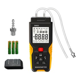 AOPUTTRIVER Digital Manometer, Dual-Port ±36.8kPa Differential Pressure Gauge, HVAC Handheld Gas Pressure Tester with 12 Units, Backlight for Air Conditioning, Ventilation Ducts