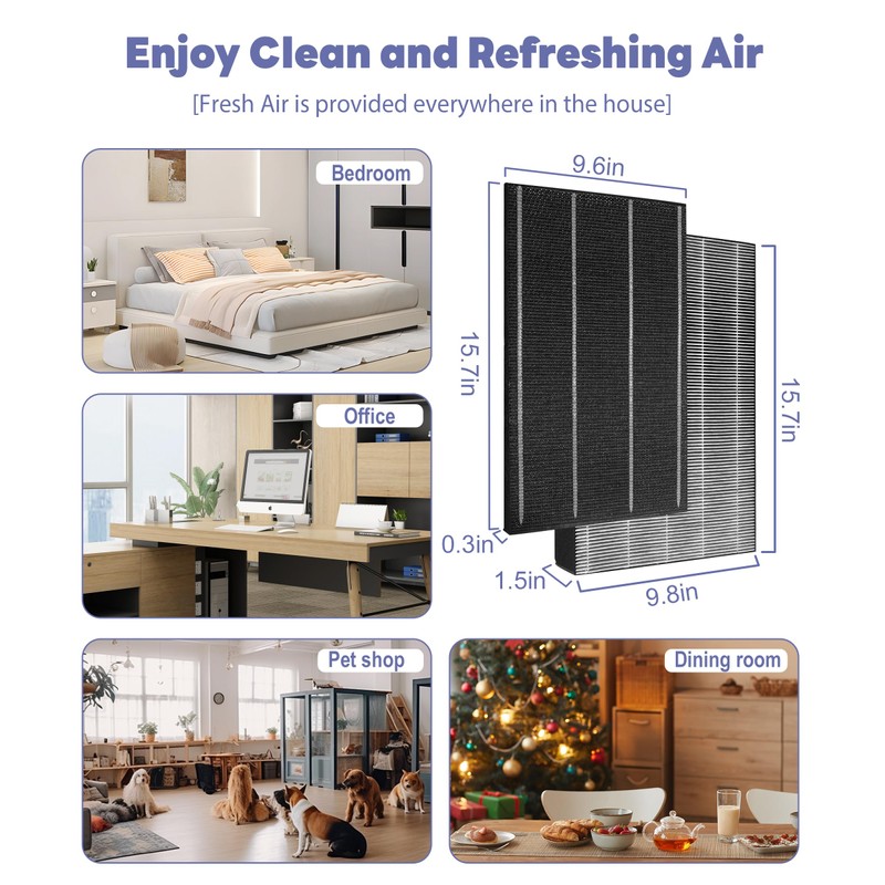 Popurure KC850U Replacement Filter Compatible With Sharp KC-850U Air Purifier,