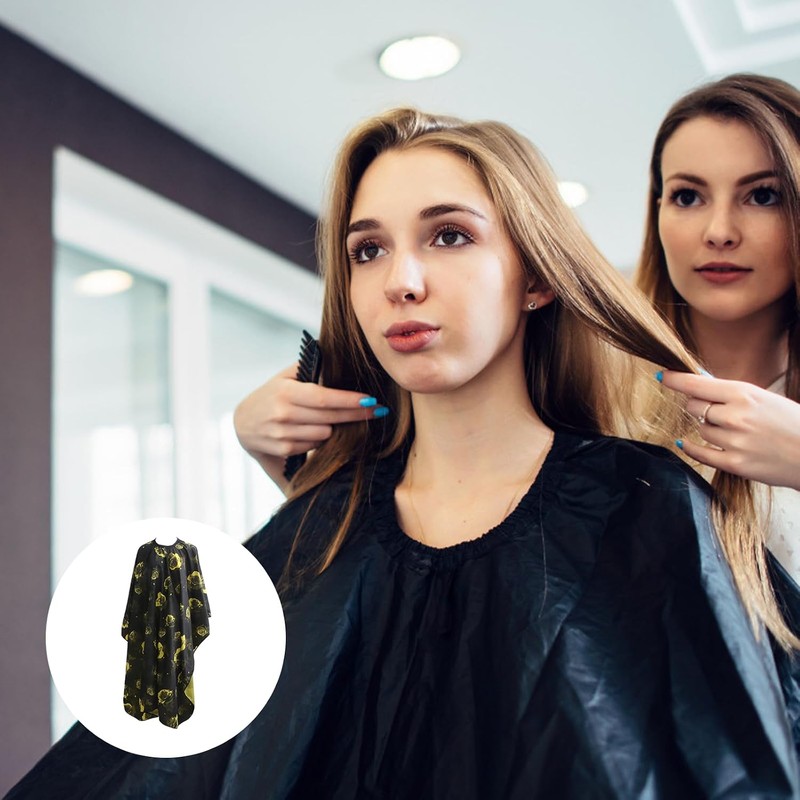 HOMSFOU Delantal de Peluquería Estampado Floral Amarillo de Poliéster Corte