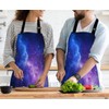 afidomu Galaxy Apron for Women Men, Starry Sky Blue Purple