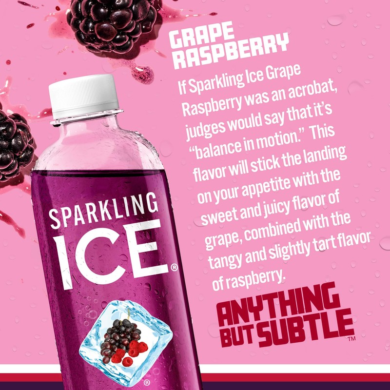 Sparkling Ice, Grape Raspberry Sparkling Water, Zero Sugar Flavored Water,