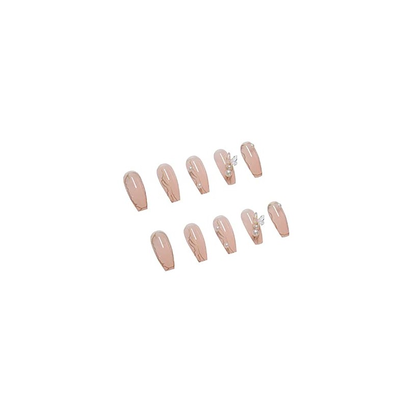 24 Pcs Beautiful and Lovely Sheer Sheer Butterfly Girly Nails