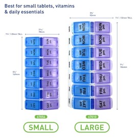 EZY DOSE Weekly AM/PM Pill Organizer, 7-Day Vitamin Container and Daily Medication Box with Large Pop-Out Compartments, 2 Times a Day Pill Holder, Blu