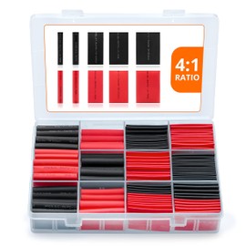 Wirefy Heat Shrink Tubing Kit 190 PCS - 4:1 Ratio Adhesive Lined, Wire Shrink Wrap Tubing - Industrial Heat-Shrink Tubing - Black & Red - Shrink Wrap Tubing | UL Listed