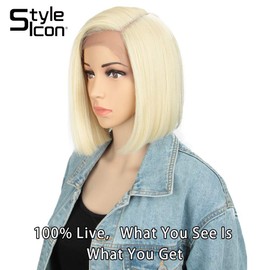 Style Icon Lace Front Wigs, 22 cm, Bob Wig, Synthetic, Natural, Straight, Short, Quality Wigs for Women, Made from Heat-Resistant Fibres with Lace Front