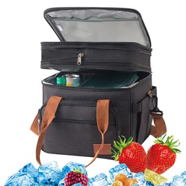 Insulated Cooler - Leakproof Lunch Cooler and Warmer Bag | 18L Large Leakproof Camping Cooler, Portable Travel Cooler for Grocery Shopping, Camping, Trips