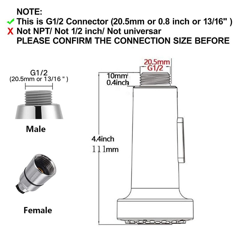 2-Function Kitchen Sink Tap Head Replacement - Pull Out Sprayer