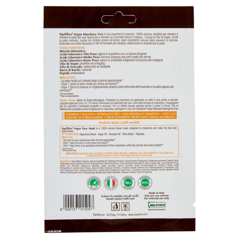 Equilibra Argan Single Dose Face Mask
