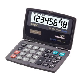 CASIO Taschenrechner SL-210TE, 10-stellig, mit Steuerberechnung, Tausenderunterteilung, klappbar, Solar-/Batteriebetrieb