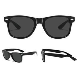 JUNEYE Polarised-Sunglasses-Mens-Womens-UV400-Protection Rectangular Sunglasses Retro Black Sun Glasses Unisex Classic Ultralight Shades For Cycling Driving Fishing (Black, Red)
