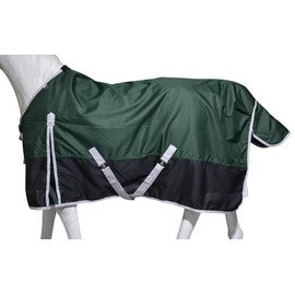 AMERITACK 1200D Waterproof Light Weight Poly (100g Fill) Horse Winter Turnout Blanket with Standard Neck AT010002 (Green, 78")