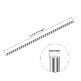sourcing map 5mm x 150mm 304 Stainless Steel Solid Round Rod for DIY Craft - 6pcs