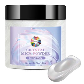NTWJNJY Crystal White Mica Powder for Epoxy Resin，Natural Shimmer Mica Powder Used for Coloring Resin Artwork, car Spray Paint, Candles, soap, Lip Gloss, Nail Polish(50g/1.7oz)