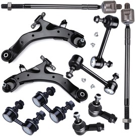 DJGAA 10Pcs Front Lower Control Arm Sway Bar Tie Rod End Kit for Hyundai Elantra 2001-2006, Control Arm Ball Joint Assembly Suspension Kit fit for Hyundai Elantra 2001 2002 2003 2004 2005 2006