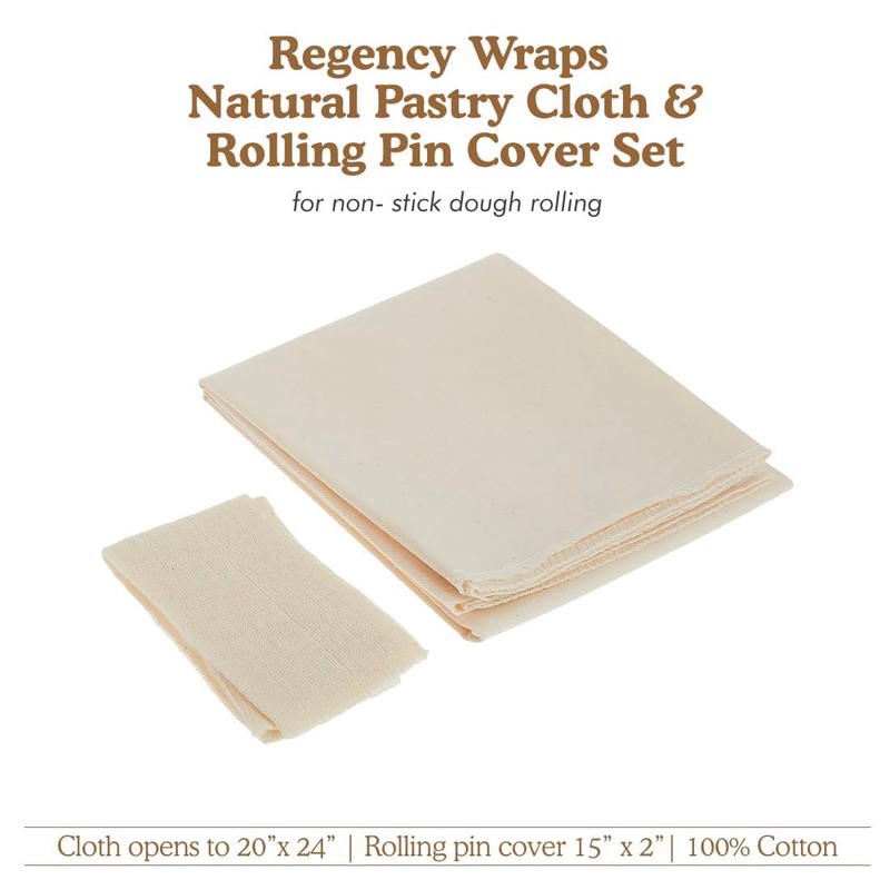 Regency Wraps Natural Pastry Cloth & Rolling Pin Cover Set,