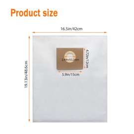 31345061010 Filter Bag for Fein Turbo I Vacuums, Replacement Dust Bags for Turbo 1 Vacuum, Tear-Resistant Non-woven Vacuum Filter Bag 2-3 Times More Capacity, Filter Bag for Dustex 25L Model, 5 Pack