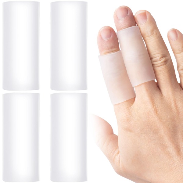 HINZIC 4pcs Gel Finger Sleeves, Silicone Finger Support Protectors, Elastic