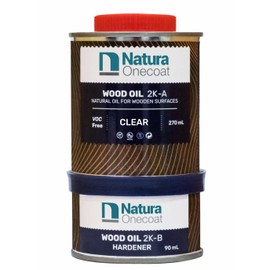 Natura Onecoat 2 Component Wood Stain Oil, 360 mL (12.17 fl oz), Clear, Easy to Apply, Very Low Odor, Linseed Oil, Interior Furniture & Flooring, Dries Fast, VOC/Solvent Free, Durable Hardwax Oil