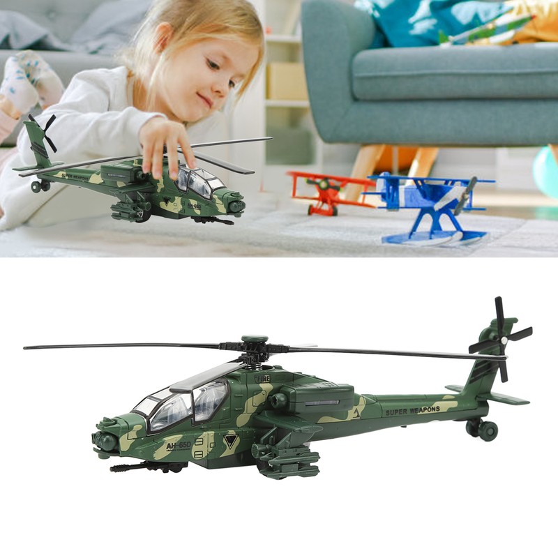 Alloy Copter Model Simulated Lifelike Diecast Pull Back Sound Light