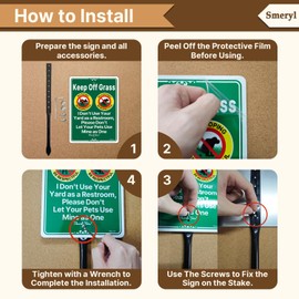 Smeryl Keep Off Grass Sign with 17.7" Stake for Lawn, 10” x 7” Stay Off Grass Dog Signs, No Peeing No Pooping Dog Sign, Rust-Free Aluminum, Weatherproof, Easy to Install, 1 Pack