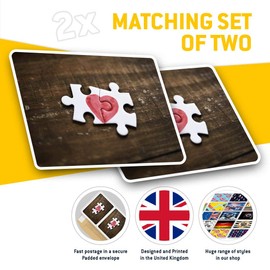 Rectangle Stickers(Set of 2) 7.5cm - Jigsaw Puzzle Love Heart Fiance Wife Fun Decals for Laptops,Tablets,Luggage,Scrap Booking,Fridges, 8772
