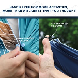 zzlamb Mini Camping Blanket for Cold Weather,Small Puffy Outdoor Down Alternative Travel Blanket,Portable Warm Cloak with Snaps,Cozy Quilt Picnics Hammock Beach Stadium Car Plane,Glimmering Twilight