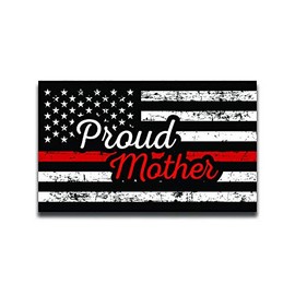 2-Pack Proud Firefighter Mother Distressed Thin Red Line Flag | Premium Quality Vinyl Decal Stickers | 5.5-Inch Laminated with UV Protective Laminate | PD2931