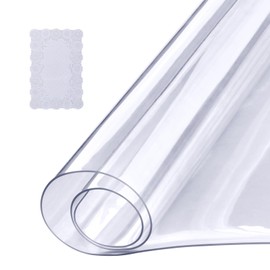 VEVOR Clear Table Cover Protector, 18" x 36" Customizable Plastic Desk Protector, 1.5 mm Thick Clear PVC Cover, Waterproof Desktop Guard for Writing, Coffee, Dining Room Desk