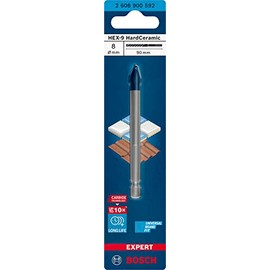 Bosch 1x EXPERT HEX-9 Hard Ceramic Drill Bit (for Hard tiles, Soft tiles, Ø 8.00 mm, Professional Accessory Impact Drill/Driver, Rotary Drill/Drivers)