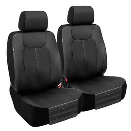 Season Guard Dakota Truck Seat Covers; Universal Fit for Large or SUV; Heavy Duty Design; Front and Rear Storage Pockets, Built-in Molle Style Organizer; Semi-Custom Fit; Faux Leather; 2pcs, Black