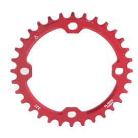 Dilwe Bicycle Chainring, 104 BCD 32T 34T 36T 38T Steel Mountain Bike Single Crank Chain Ring for Road Bikes MTB BMX Bicycle (32T-Red)