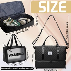 YOUYIKE Travel Bag with Large Capacity, Foldable Sports Bag, Overnight Weekend Hand Luggage for Men and Women, Large Travel Bag, Waterproof Hand Luggage Bag for Sports, Travel, Black