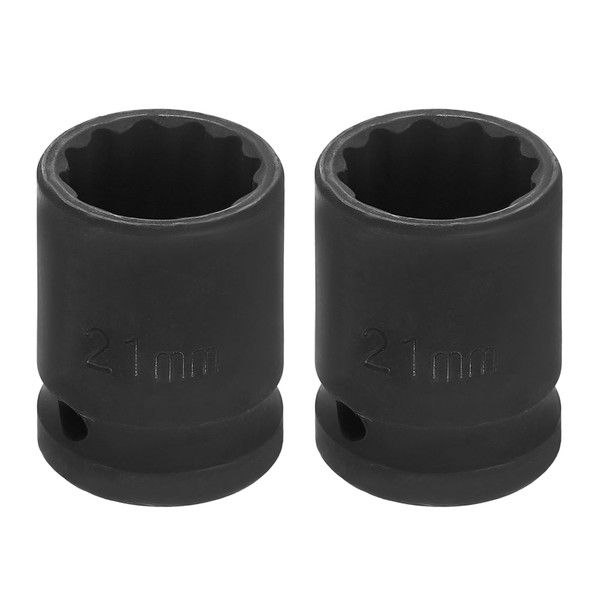 HARFINGTON 2pcs 1/2" Drive x 21mm Shallow Impact Socket 12-Point