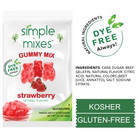 Simple Mixes Natural Gummy Mix, Healthy Snack, Dye-Free, No Gluten or Fat, Kosher, (3 Pack, Strawberry)