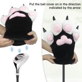 Driver Headcover, Cat's Paw Golf Head Cover, Funny for Wooden Driver, Headcover Gift for Golfer Men and Women(Black)