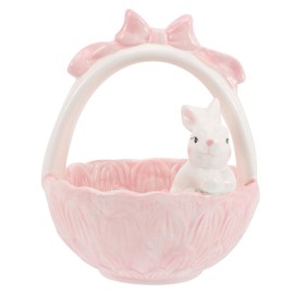 Alipis Ceramic Bunny Basket, Rabbit Basket Desktop Statue Decorations, Easter Basket for Easter Storage Candy Eggs Egg Festival Home Decoration