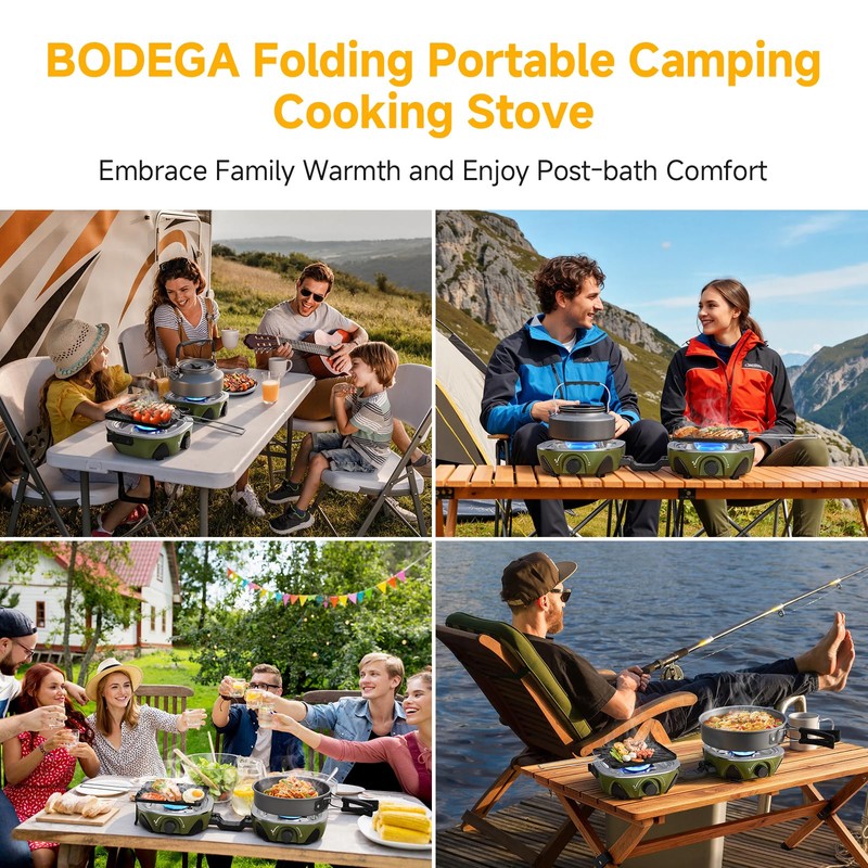 2 Burner Camping Stove,20000 BTU Foldable Propane Camp Stove with