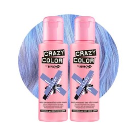 Crazy Color Pastel Lilac Semi-Permanent Duo Hair Dye. Highly Pigmented Blueish Lilac Conditioning & Oil Nourishing Vegan Formula | No Bleach or Ammonia | 200ml