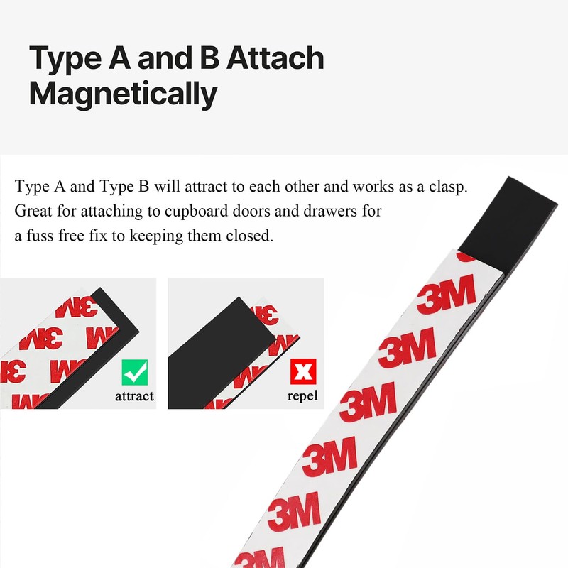 AOMAG A+B Flexible Magnetic Tape - Magnetic Strips with Adhesive