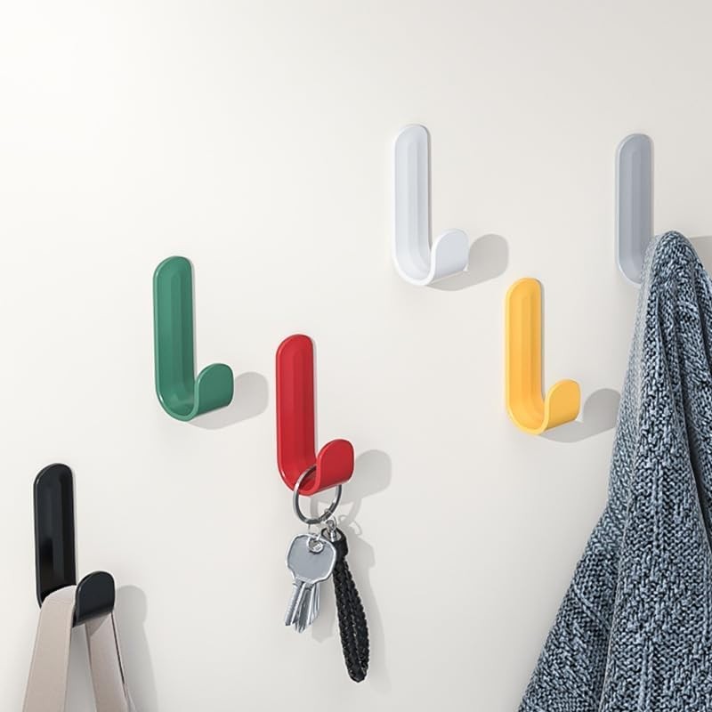 PENGYIP 12Pcs White J-Shaped Wall Hooks, Heavy Duty, Rust Resistant,