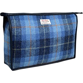 Vagabond Bags Harris Tweed Check Giant Holdall Toiletry Bag, 34 cm, Mid Blue