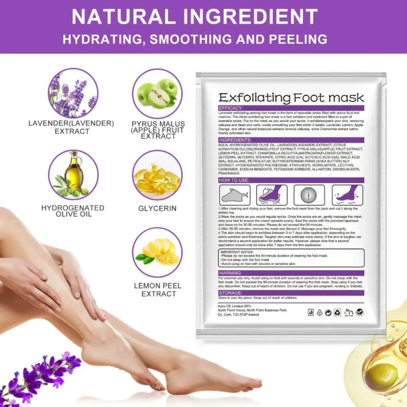 Mascarilla Exfoliante Pies Lavanda 1 Par + Aliver Renovación