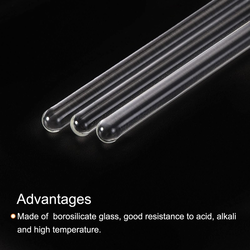 sourcing map Borosilicate Glass Stirrers with Both Ends Round for